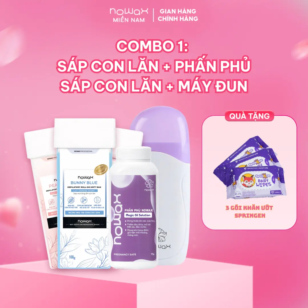COMBO TRẢI NGHIỆM - SÁP CON LĂN + PHẤN PHỦ HOẶC SÁP CON LĂN + MÁY ĐUN