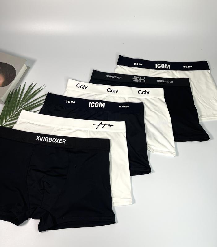 Sét 6 quần sịp đùi màu trắng đen lẫn lộn chất thun lạnh Nam Menswear Quần Boxer Quần Lót Boxer Sịp