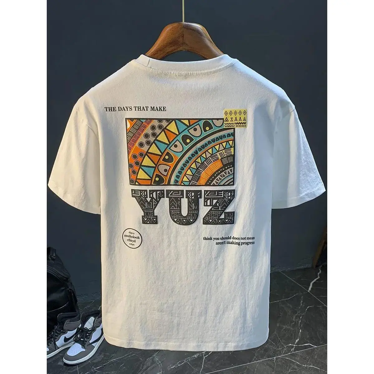 100% Non-Pilling Short Sleeve T-Shirt Men's American Style Trendy Versatile Youth Breathable Loose Fit Printed Fashion Top Women