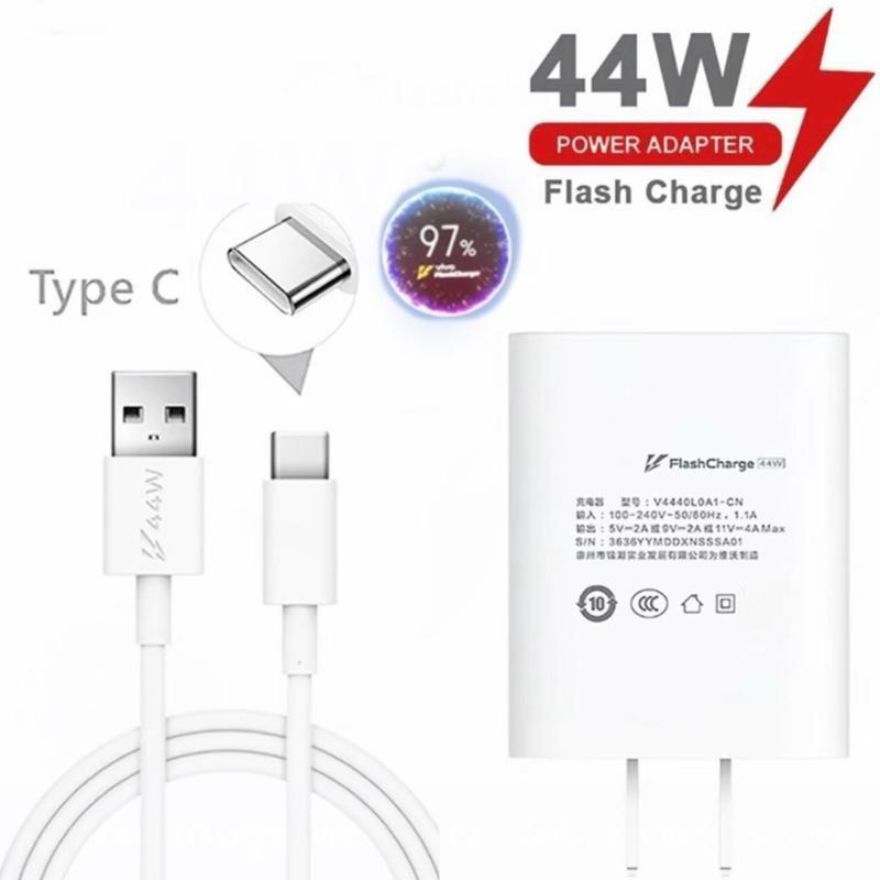 ชุดชาร์จเร็วสำหรับ วีโว่ 44W USB to Type-c สายชาร์จ + หัวชาร์จ ชุดชาร์จด่วน ชาร์จไวขึ้นถึง 2เท่า Fas