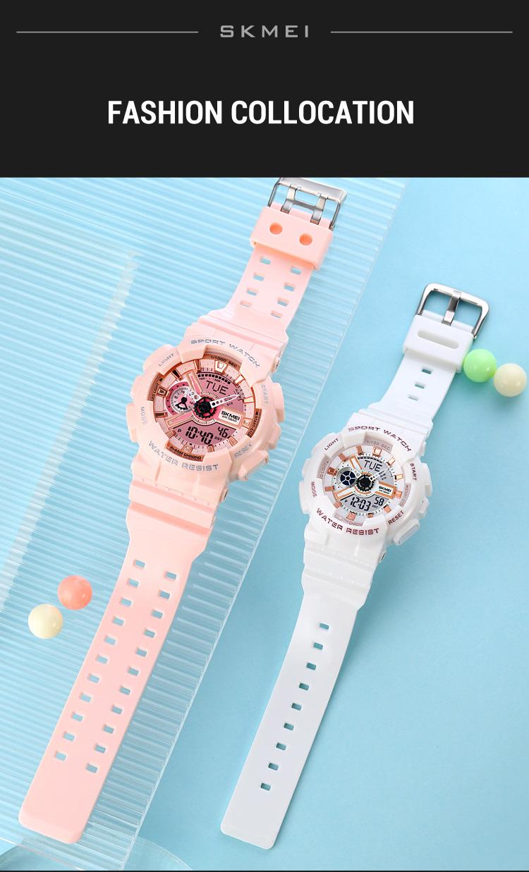 Product Introduction of SKMEI Men Sport Watch Fashion LED PU Waterproof Long Use Digital Watch Elegant Texture Alarm Clock Timing Wrist Watch for Women Man 34 12