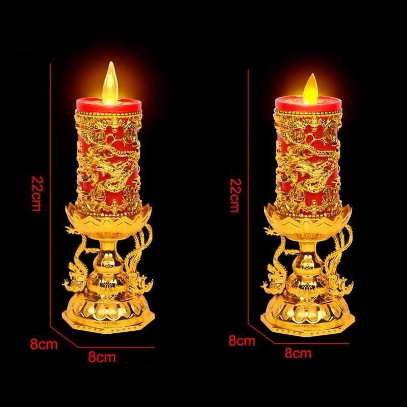 Đèn Thờ Bày Bàn Thần Tài , Ban Gia Tiên, Chạy Bằng Pin (1 Cặp như hình) Decor Tranh