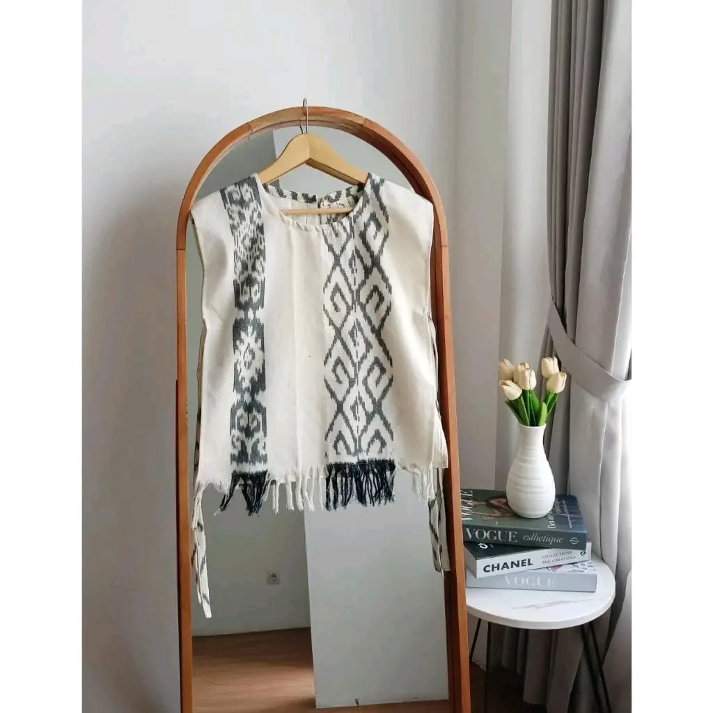 Vest Talia Tenun Pendek Unisex Pria Wanita Bahan Tenun Blanket Rompi  Atasan