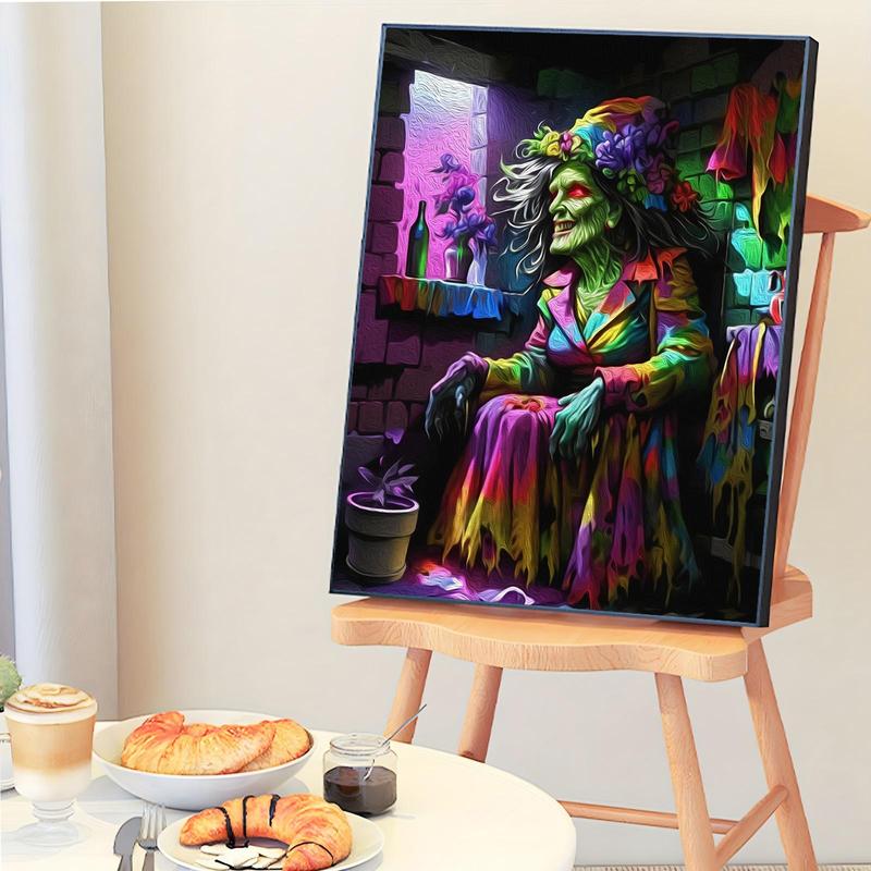 Witch Pattern DIY Painting by Numbers Kit, 1 Set DIY Halloween Paint by Numbers Kit without Frame, Wall Art Decoration for Home Living Room Bedroom 8