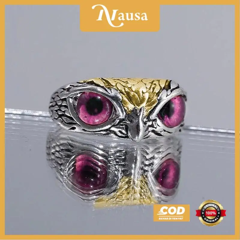 NAUSA Cincin Keren Pria Wanita Cincin Mata Burung Hantu Rings Owl Adjustable Bisa COD 0