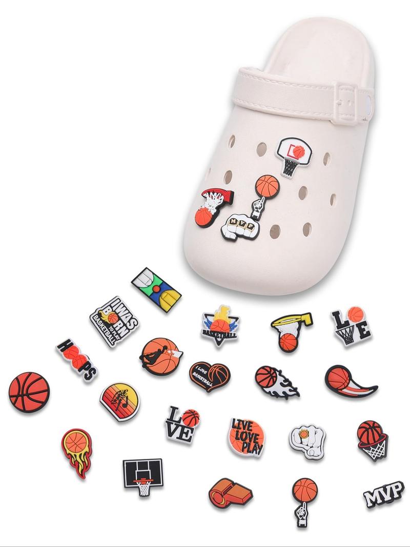 Product Introduction of 24pcs Basketball Shoe Charm, Sporty Theme Shoes Decoration for Kids and Adults for Vented Clog, Shoes Decoration for Kids and Adults 4