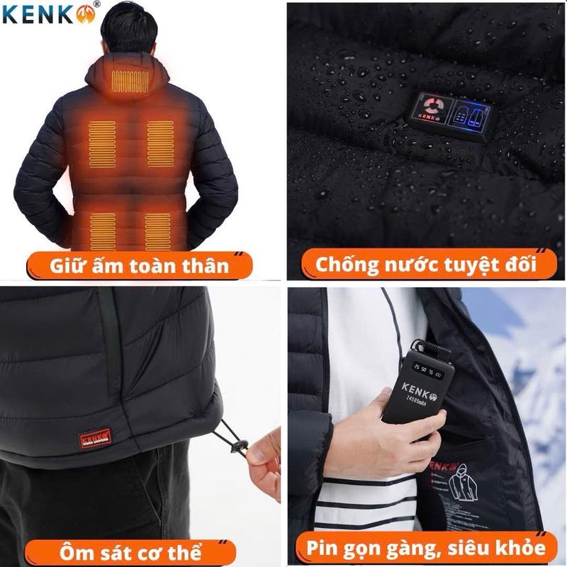 (Hàng chính hãng) Áo sưởi ấm KENKO J08 7 vùng nhiệt, pin 24000mah, sd từ 6-12h. Bảo hành 12 tháng 4