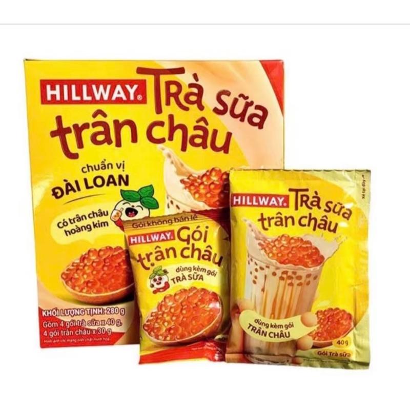 Hộp Trà Sữa Trân Châu Hoà Tan - Hillway - Vị Truyền Thống (4 gói trà sữa & 4 gói trân châu)