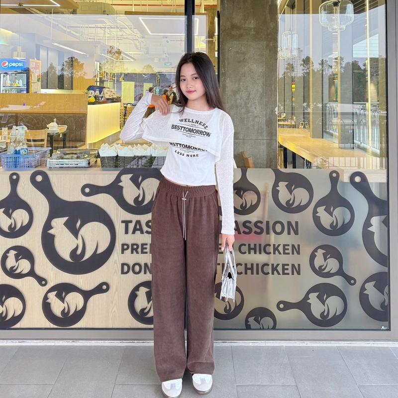 Quần Nỉ Tăm BichThuyStore82 Ống Rộng Dáng Suông Unisex Nam Nữ Pants - Ong, Women 1