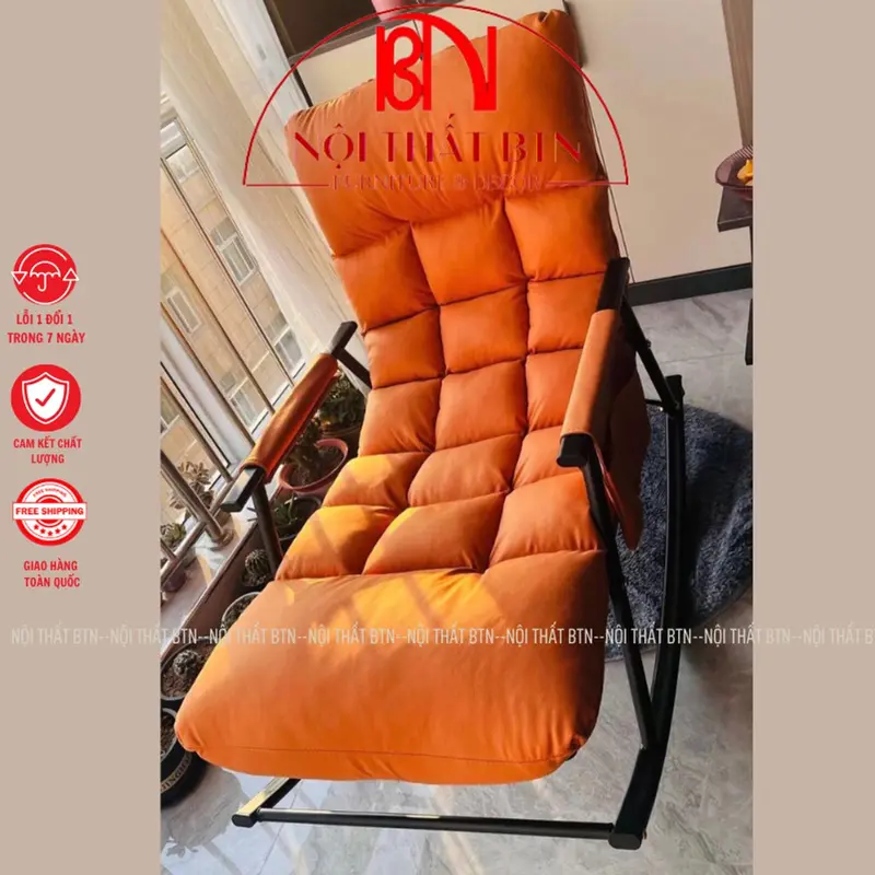 Ghế Bập Bênh Thư Giãn Khung Sắt, Ghế Lười Sofa Thư Giãn, Ghế Nằm Thư Giãn Xem Tivi 2