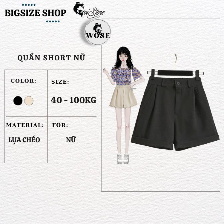 Quần Short Nữ BIGSIZE Lưng Cao Chun Sau Ống Rộng Gập Gấu Form Rộng Phong Cách Thời Trang Đen Sói Store Women Pants