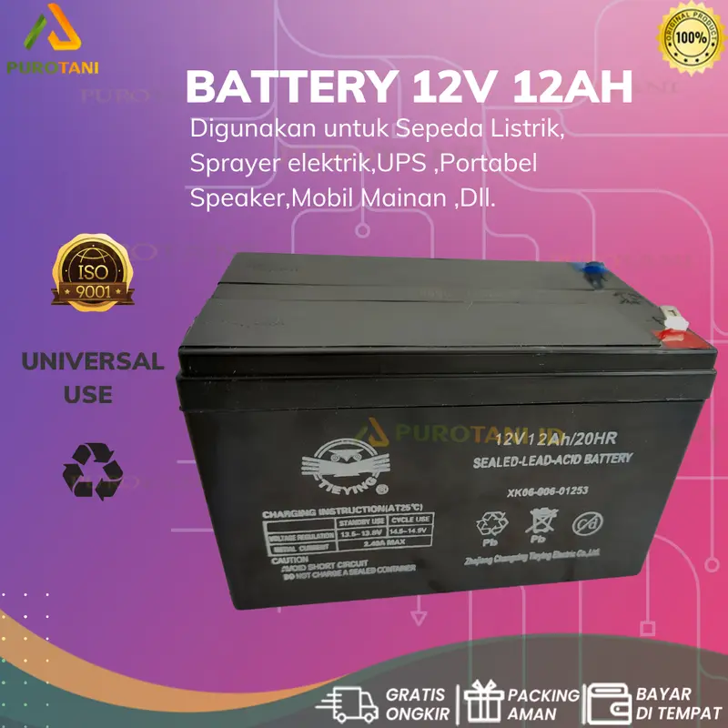 Batrai Aki Kering 12 Volt 12 AH Battery Kering Sepeda Listrik 12V-12AH 2