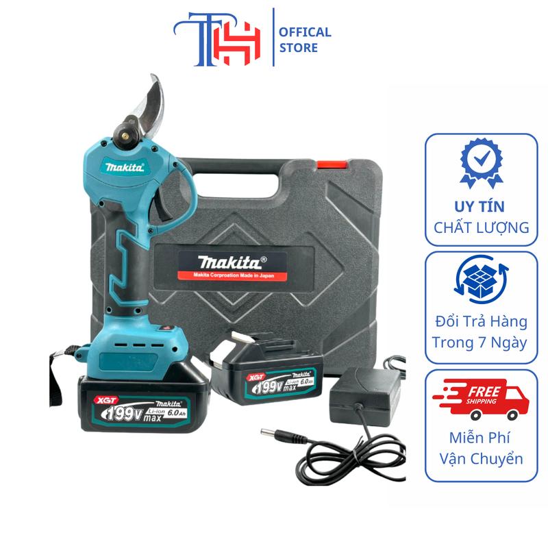 Máy cắt tỉa cành dùng pin Makita, kéo cắt cây động cơ không chổi than siêu khỏe cho nghề làm vườn cây cảnh