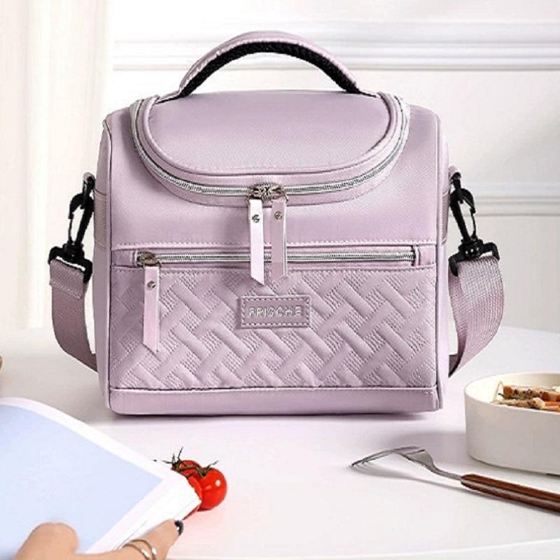 Large Capacity Insulated Lunch Bag, 1 Count Portable Lunch Box Bag with Handle, Lunch Box Storage Bag for Work & Outdoor Picnic 0