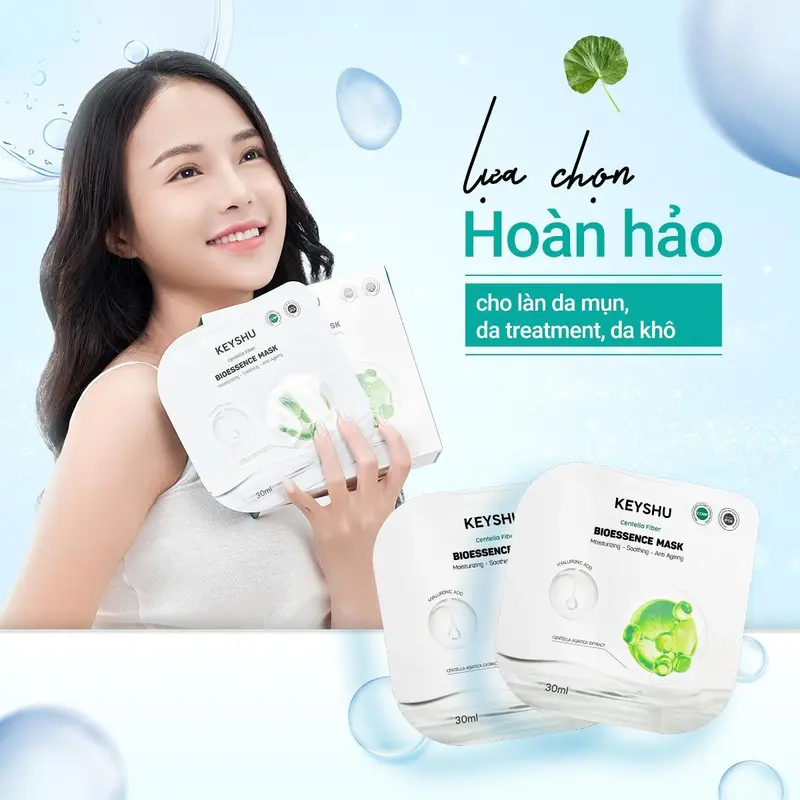 Hộp Mặt Nạ Sợi Xơ Rau Má Centella Fiber KEYSHU 10 Miếng 30ML Dưỡng Ẩm, Làm Mềm Da, Hỗ Trợ Ngăn Ngừa Lão Hóa 6