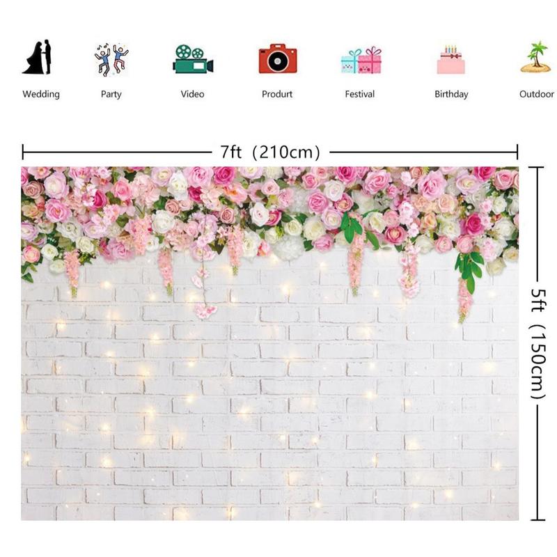 Product Introduction of Flower Patterned Background, Wall Hanging Background, Glitter Brick Decor Background,  Flower Wall Backdrop  for Wedding Party Photo Shoot 1