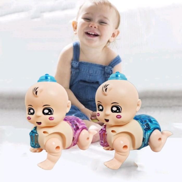 crawling Doll transparan kelap kelip lampu mainan bayi merangkak BATRE mainan murah 1