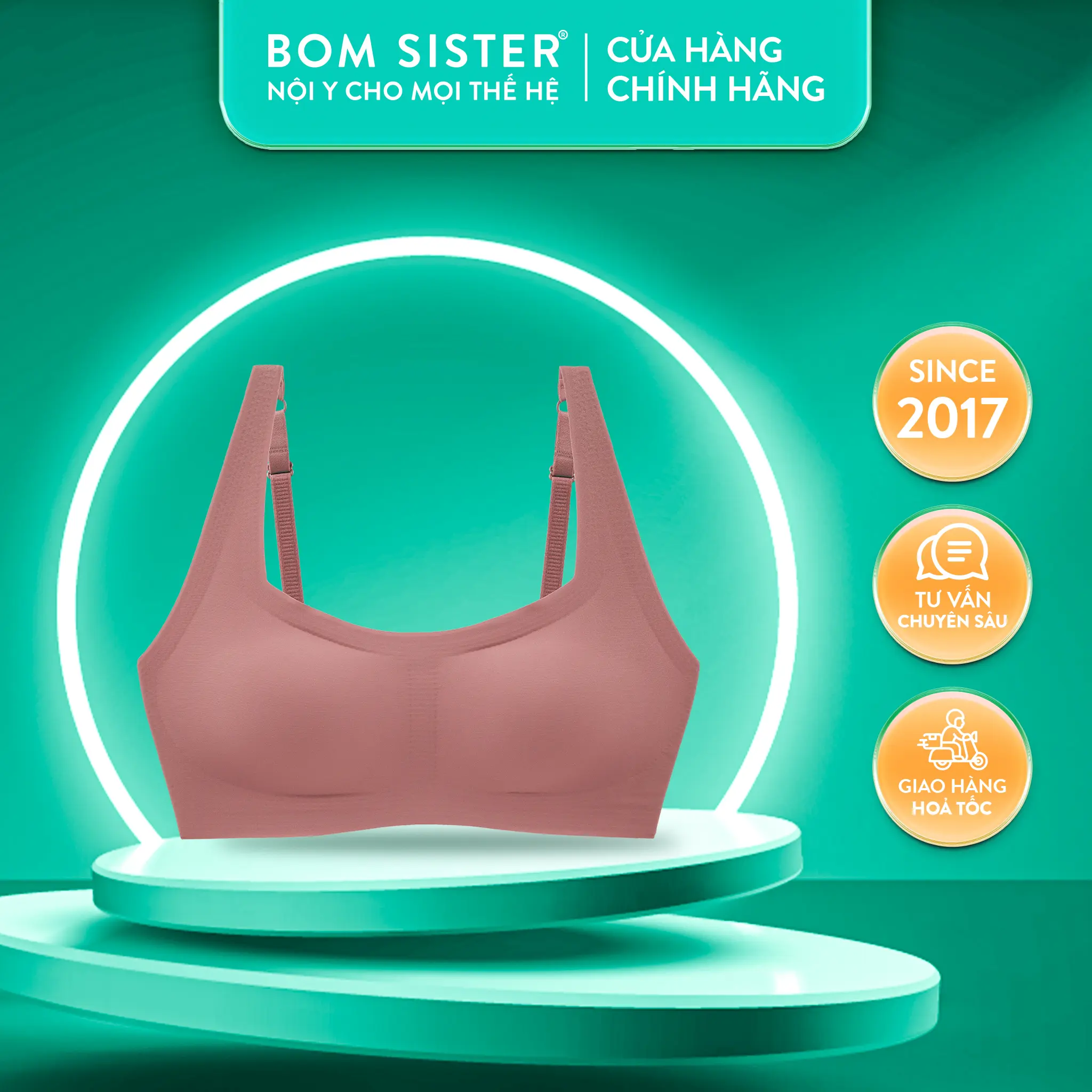 BOM Sister x Ngọc Trinh Áo lót mút mỏng cúp ngang không gọng màu trơn mút tháo rời được BOM Sister MU0310 + MUQ0310