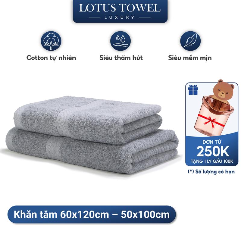 Khăn tắm Lotustowel 60x120cm, 50x100cm Làm Từ Sợi Cotton Cao Cấp, Mềm Mịn Thấm Hút Không Phai Màu Dùng Cho Nhà Tắm, Spa, Khách Sạn