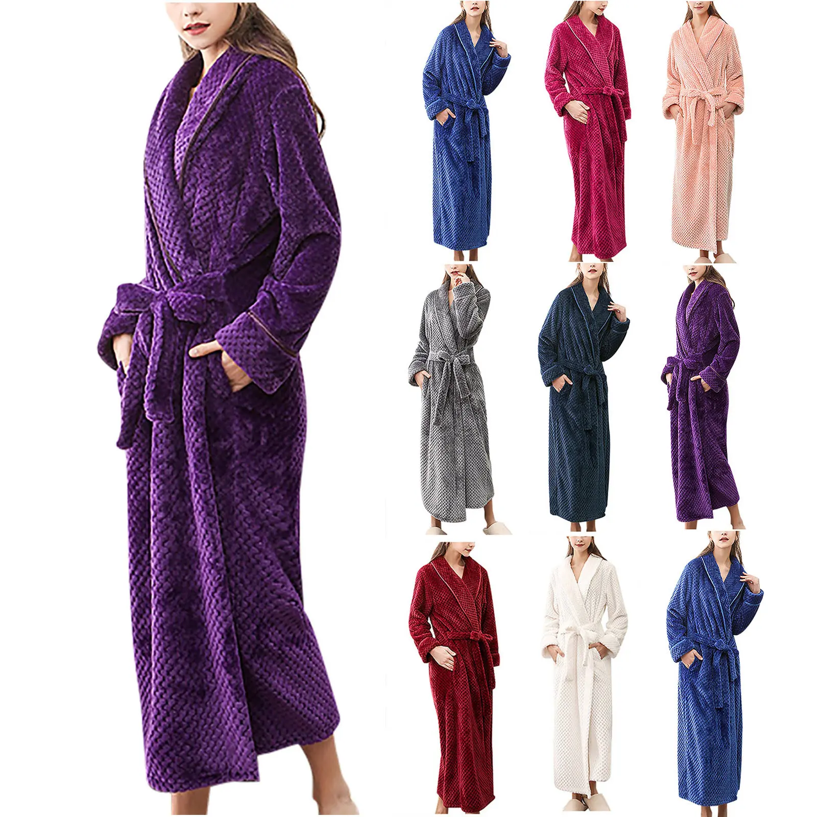 Women's Winter Warm Nightgown Couple Bathrobe Men And Women And Winter Nightgown，latest viral beautiful elegant soft fabric breathable basic nightwear 2024