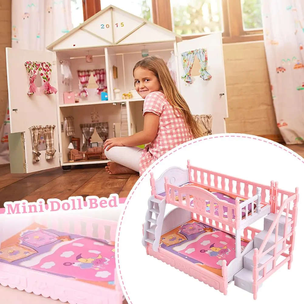 Giường Đôi Ngủ Búp Bê Nhà Búp Bê Thu Nhỏ Mô Phỏng Công Chúa Châu Âu, Đồ Chơi Đồ Nội Thất, 1 Chiếc, Thích Hợp Cho Búp Bê BJD, H6L5