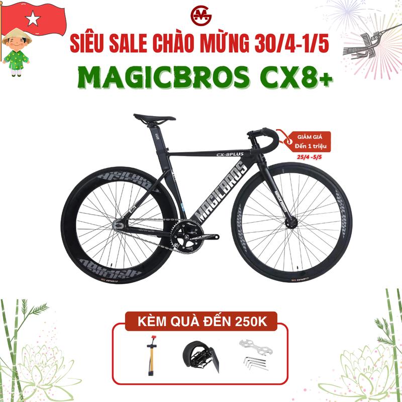 Xe đạp fixed gear MAGICBROS CX8 Plus 2 bánh nan hoa khung nhôm không mối hàn kèm strap, bơm mini, lục giác lắp xe Sports Đạp Xe Đạp