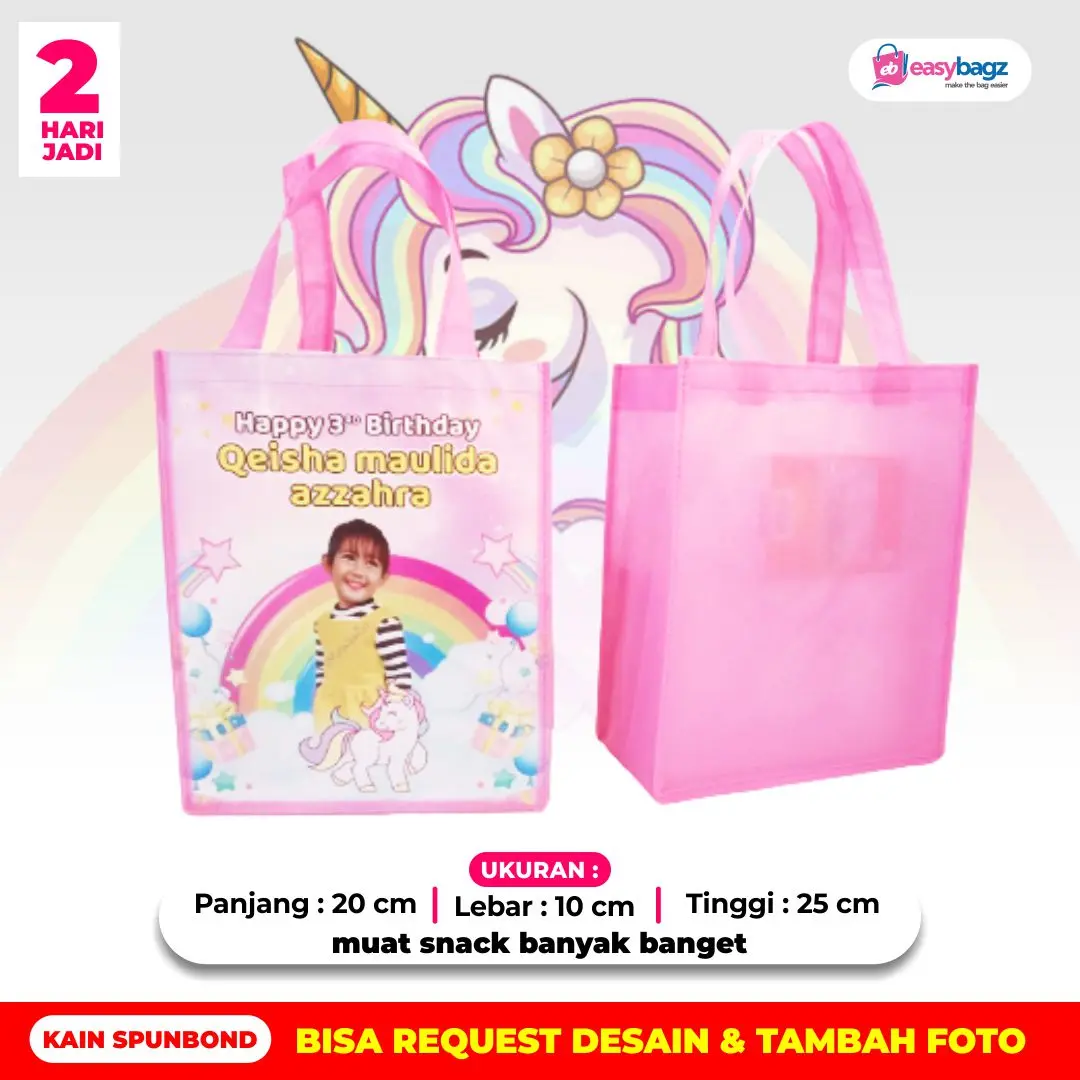 [30 pcs] Tas ulang tahun free desain bisa dikasih nama dan foto
