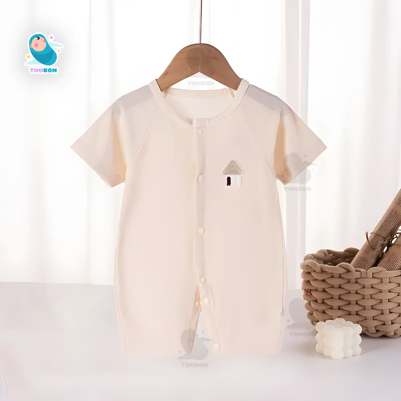 [ Vải Thun Lạnh ] Áo Liền Quần Ngắn Tay, Bodysuit Đùi Cho Bé Trai Bé Gái Sơ Sinh Timibon Kids [BDC34] 7