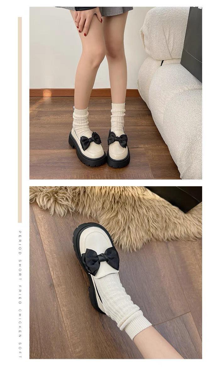 Product Introduction of Giày Da Cho Nữ, Phong Cách Anh Quốc, Bộ Sưu Tập Mùa Lò Xo 2024, Thiết Kế Mới Với Nơ Và Mũi Tròn, Đế Dày, Giày Lười Kiểu Pháp, Thời Trang 12
