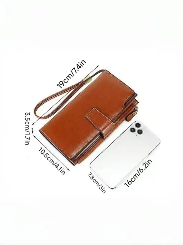 Women's Elegant Long Wallet, Fashionable Multi-layer Design Wallet with Zipper & Safety Buckle, Casual Trendy Versatile High-quality Daily Wallet 1