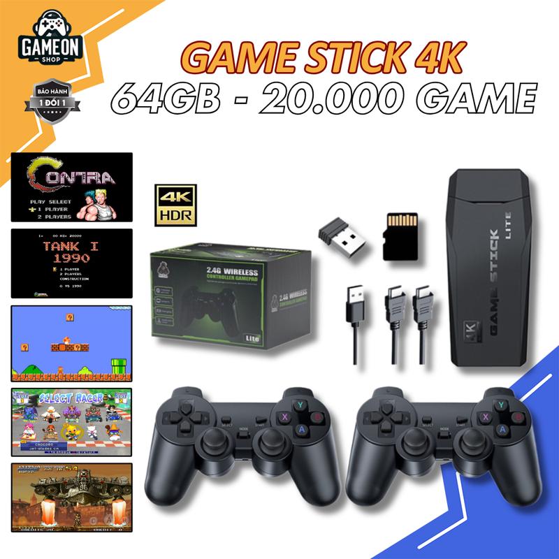 Máy chơi game cầm tay game stick 4k xanh V6 Pro 64GB HDMI, máy chơi game kết nối tivi, điện tử 4 nút PS1 Chơi Điện Tử máy chơi game thùng may choi playstation vita dientu bộ bảng điều