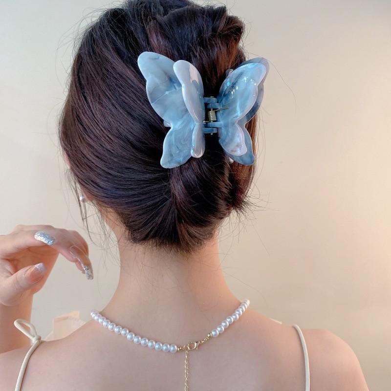 Product Introduction of ED - 6.5CM JEPITAN RAMBUT BUTTERFLY MARBLE FASHION KOREAN PREMIUM / JEDAI KUPU KUPU GLOSSY DOUBLE WINGS 6