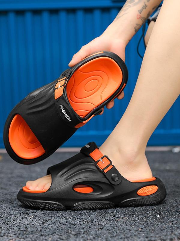 Men's Colorblock Patchwork Design Slides, Casual Comfortable Non-slip Slippers for Summer, Soft Comfy Home Slippers for Indoor Outdoor Wear, Walking Shoes 2