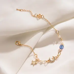 Gelang Dengan Liontin Bentuk Bintang Dan Bulan Gaya Korea Untuk Wanita Sebagai sekutunya Gelang