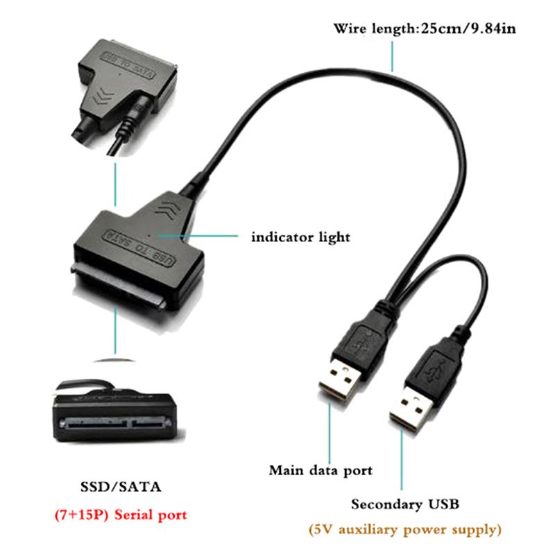 Product Introduction of SATA Cable for Laptop SSD 2.5 Inch Desktop HDD External Hard Drive USB 3.0 Adapter With Power Supply Port for Mac OS,for Windwos 23