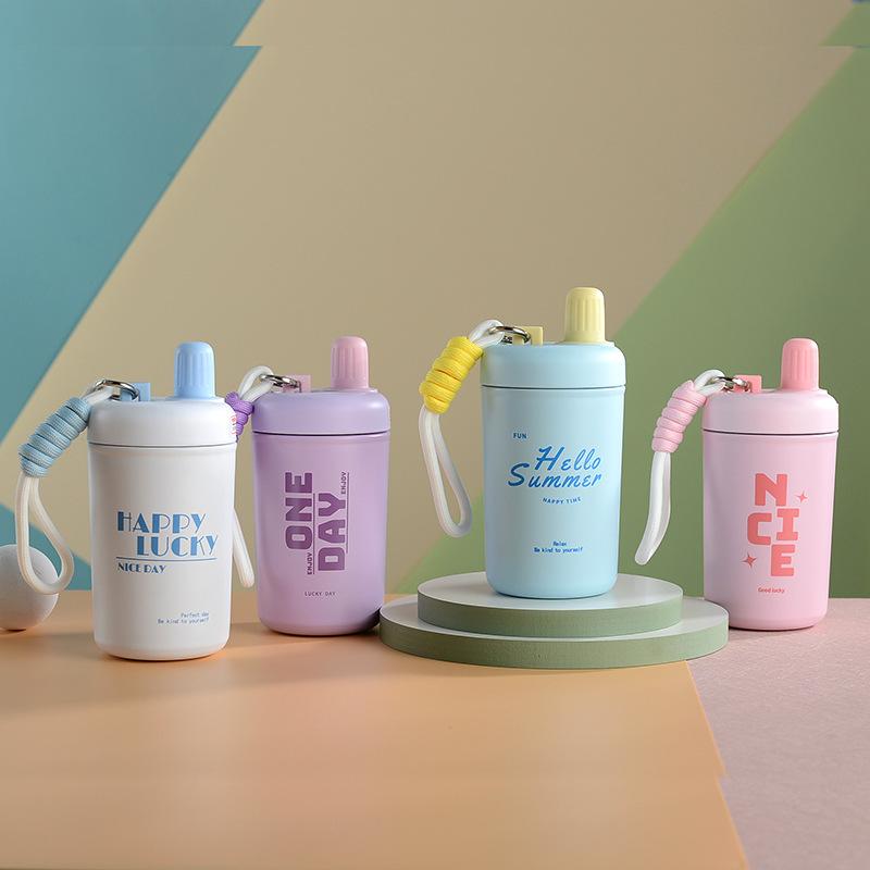 stainless steel Chihiro thermos cup high appearance level portable thermal insulation with rope straw outdoor accompanying water cup 2
