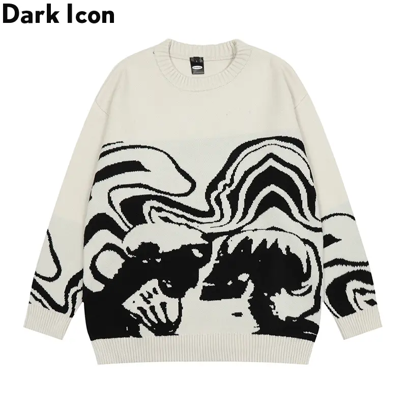 Dark Icon Jacqard Sweater Men Pullover Knitwear Men's Sweaters Autumn Man Clothing Pria Baju Motif Cowok 2