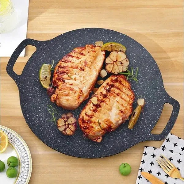 Chảo nướng đá chống dính, chảo nướng thịt BBQ không dầu Hàn Quốc dùng cho mọi loại bếp size 32cm Hàng Loại 1 1