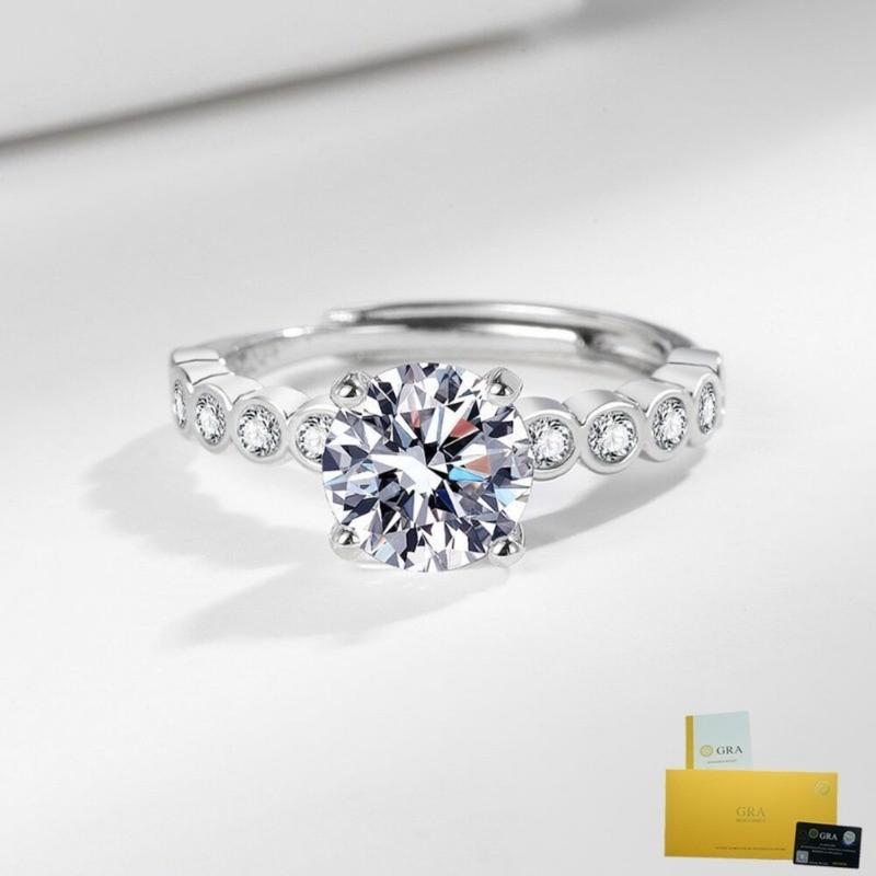 Product Introduction of [with Gra Certificate] 2 Karat Temperament Princess Real Ring Jewelry Ring 17