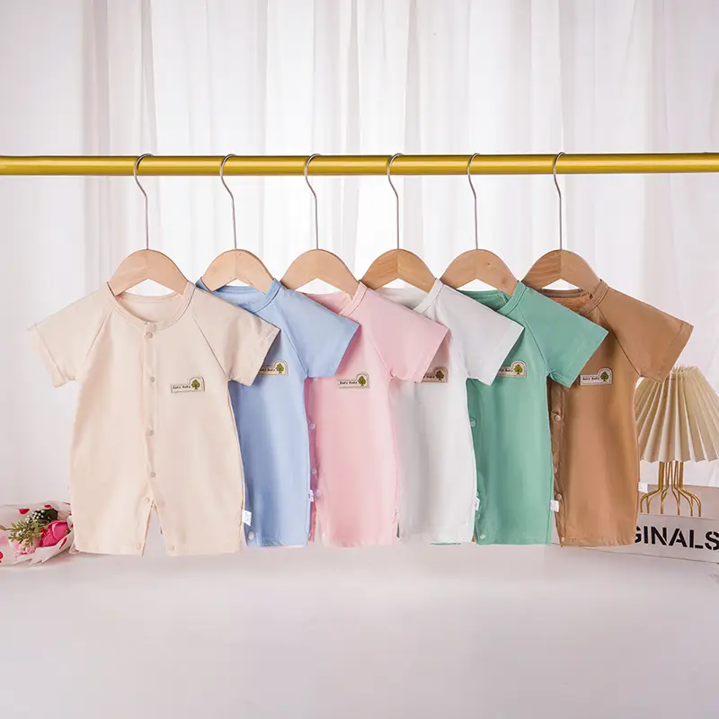 Xả - Bộ áo liền quần ngắn tay dành cho trẻ em 0-2 tuổi ( Chiều cao dưới 86 cm), chất liệu vải cotton peptit BD81