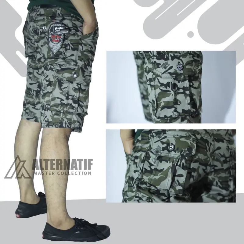 Celana Cargo Pendek Pria Dewasa Panjang Loreng Shorts Distro Chino Katun 3