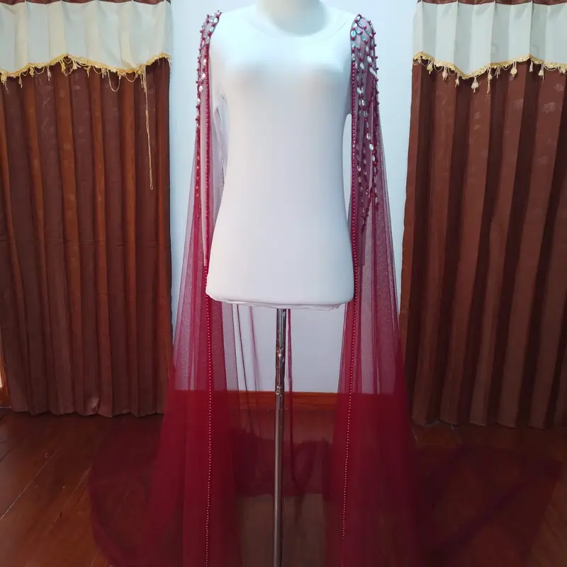 jubah pengantin jubah gaun pengantin Selendang panjang Dress Mutiara Wanita 0