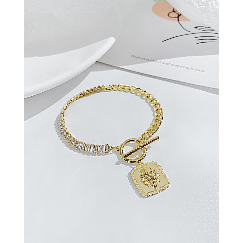 Product Introduction of European and American Hot-Selling Simple Retro Patchwork Bracelet Square Pendant OT Buckle Design Copper Bracelet for Women - Basjoo Studio 0