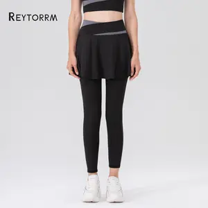 Reytorrm Legging Celana Olahraga Wanita Rok Celana skirt High Waist Polos Yoga Dua lapis gym tennis Running Sport Pakaian(JYMK033)