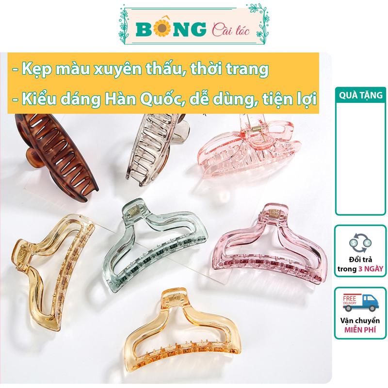 Kẹp càng cua màu clear phong cách Hàn Quốc chất liệu nhựa acrylic KN90 - kẹp tóc BÔNG Cài Tóc