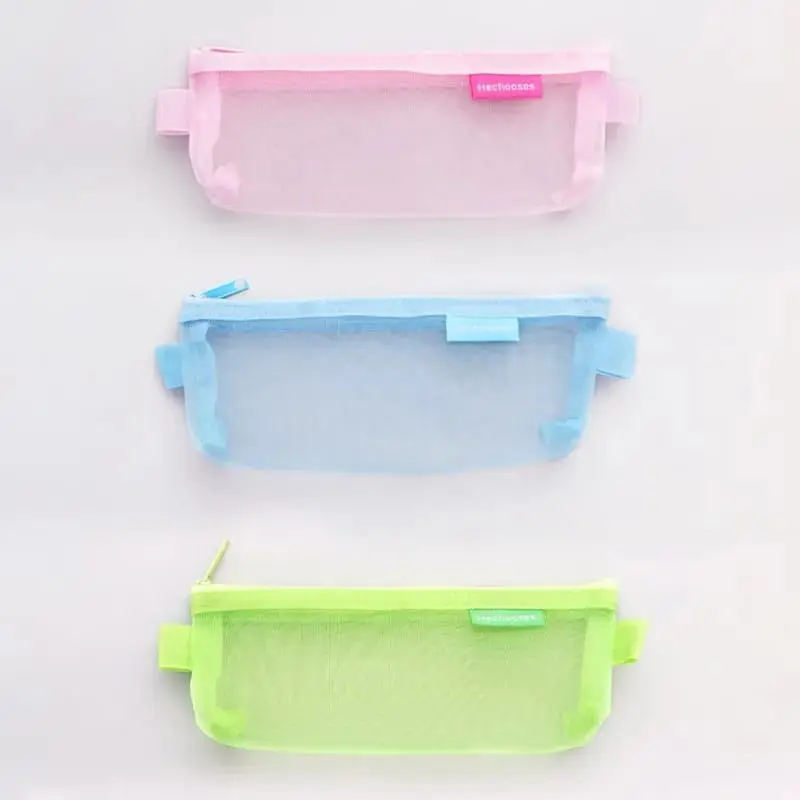 [MILOLI] Kotak Pensil HE CHOOSES SIMPLE Pouch Transparant Portabel Tempat Pensil Jaring Resleting Stationery - F0210 6