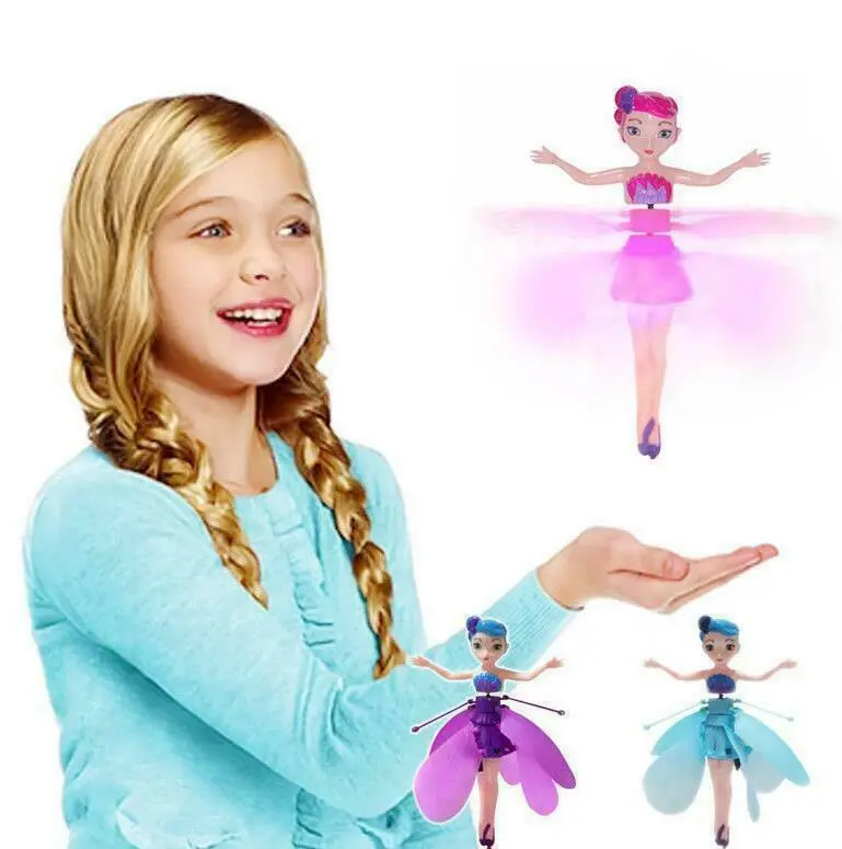Flying Fairy elsa Doll Lighting Infrared Induction Control RC Flying Toys for Girls Cute Mainan Peri Terbang Barbie Children Toy