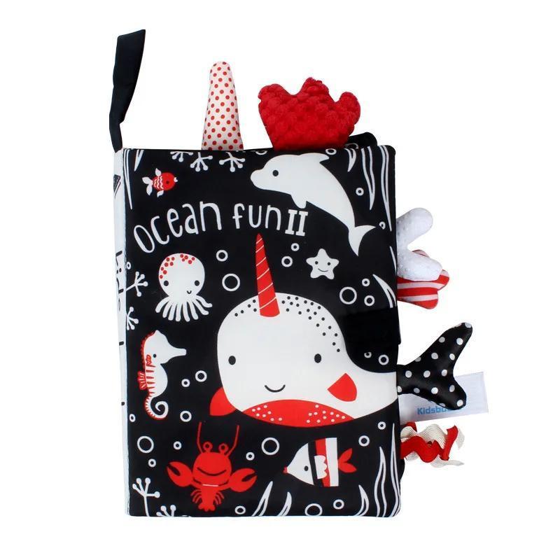 Product Introduction of Soft Baby Clothes Book Sensory Toy Black and White High Contrast Visual Stimulation Book Toddler Early Learning Educational Book 5