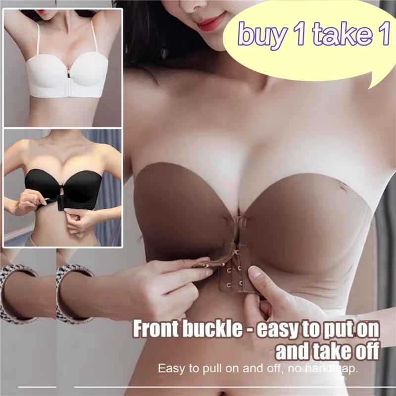 Áo Ngực Dày, Nút Phía Trước, Dành Cho Phụ Nữ, Ngực Nhỏ Tập Hợp, Cỡ Lớn Không Có Vòng Thép, Vẻ Đẹp Lưng, Áo Ngực Làm Đẹp Ngực, Liền Mạch, Thoải Mái, Đồ Lót, Mua 1 Lấy 1] 0