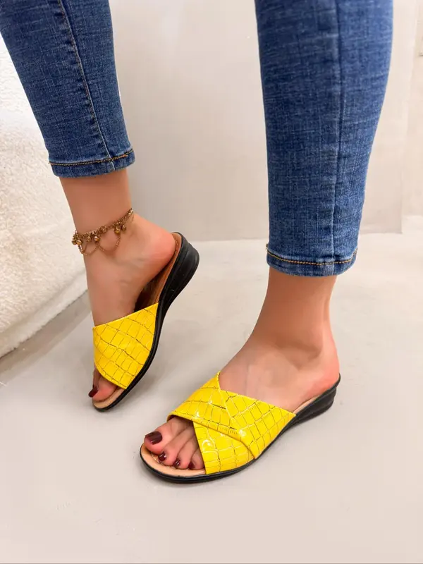 Women's Fashionable Crocodile Embossed Flat Sandals, Casual Comfortable Slingback Sandals for Beach, Fashionable Shoes for Daily Wear, Girl 8